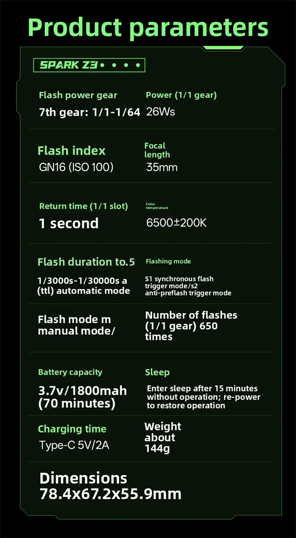 VILTROX Spark Z3 on Camera Flash Speedlite for Nikon Sony Fujifilm Canon DSLR Ca