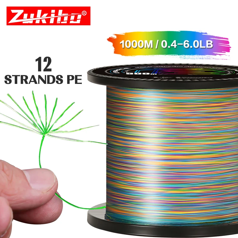 Ligne de pêche multicolore Xbraid X12 haute résistance pour carnassiers et mer