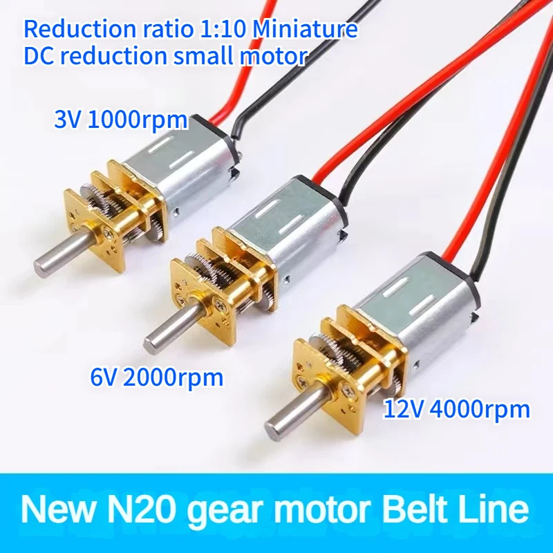 Enhanced High-Performance Micro DC Gear Reduction Motor - Precision GA12-N20, Wired, Speed Options: 3V (1000 RPM), 6V (2000 RPM), 12V (4000 RPM)