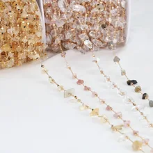 

1 Yard Crystal Beads Chain Natural Irregular Beads Link Thin Gold Chain for Jewelry Making DIY Women Necklace Anklet Bracelet