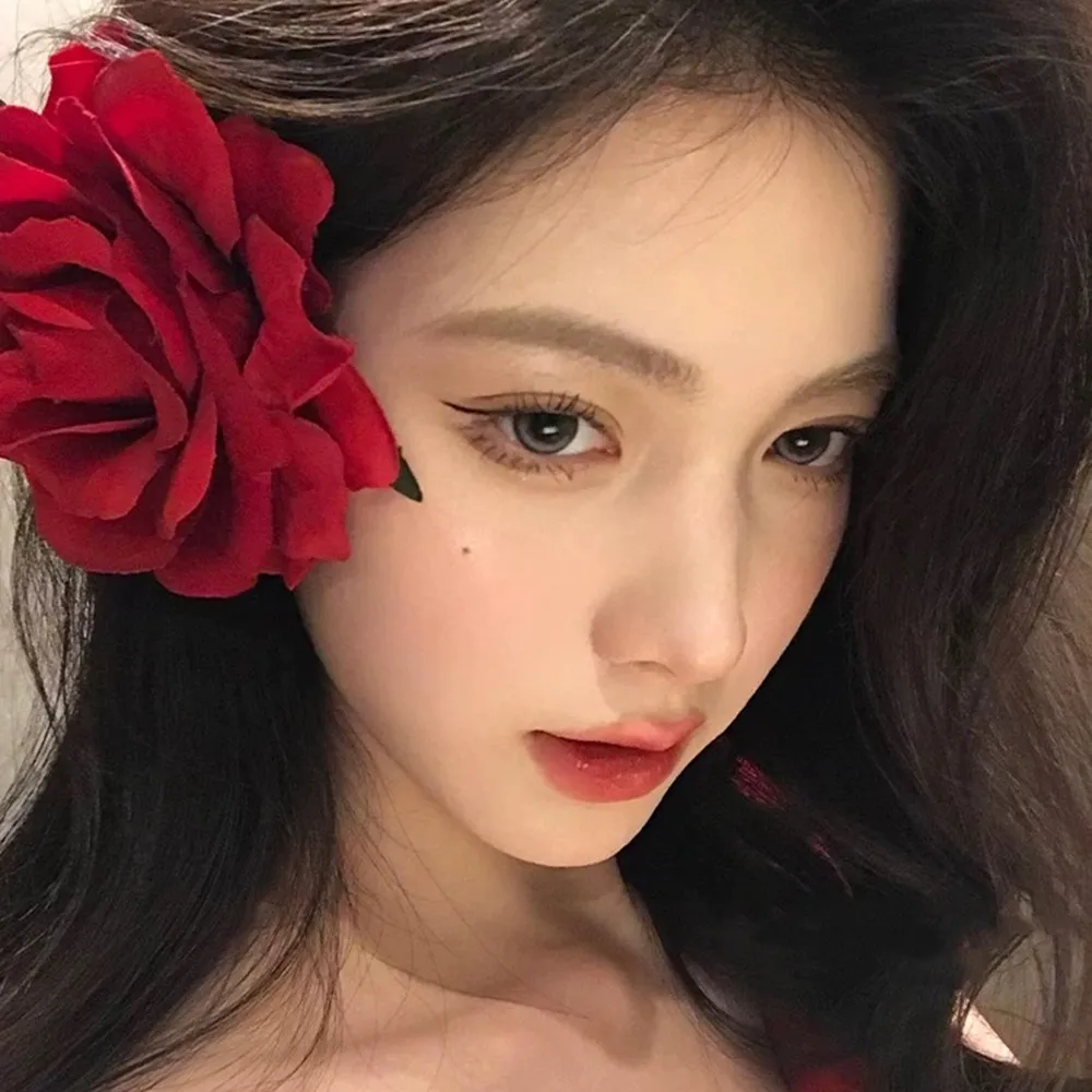 Elegant Red Rose Hair Clips - Valentine's Day & Beach Party Accessories