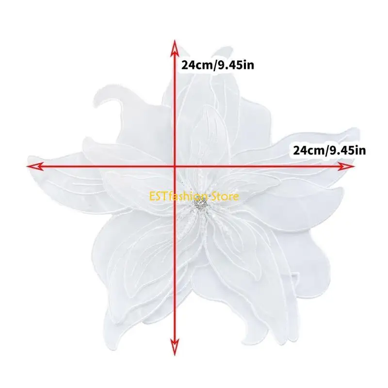 Y5GC Oversized Flower Eye-Catching Applique for Clothes Hat Sewing Patches DIY Scarf