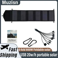 6 fois 800W panneau solaire pliable 20 w/h panneaux solaires portables chargeur USB 5V DC puissance pleine temps panneau solaire alimentation Mobile 1