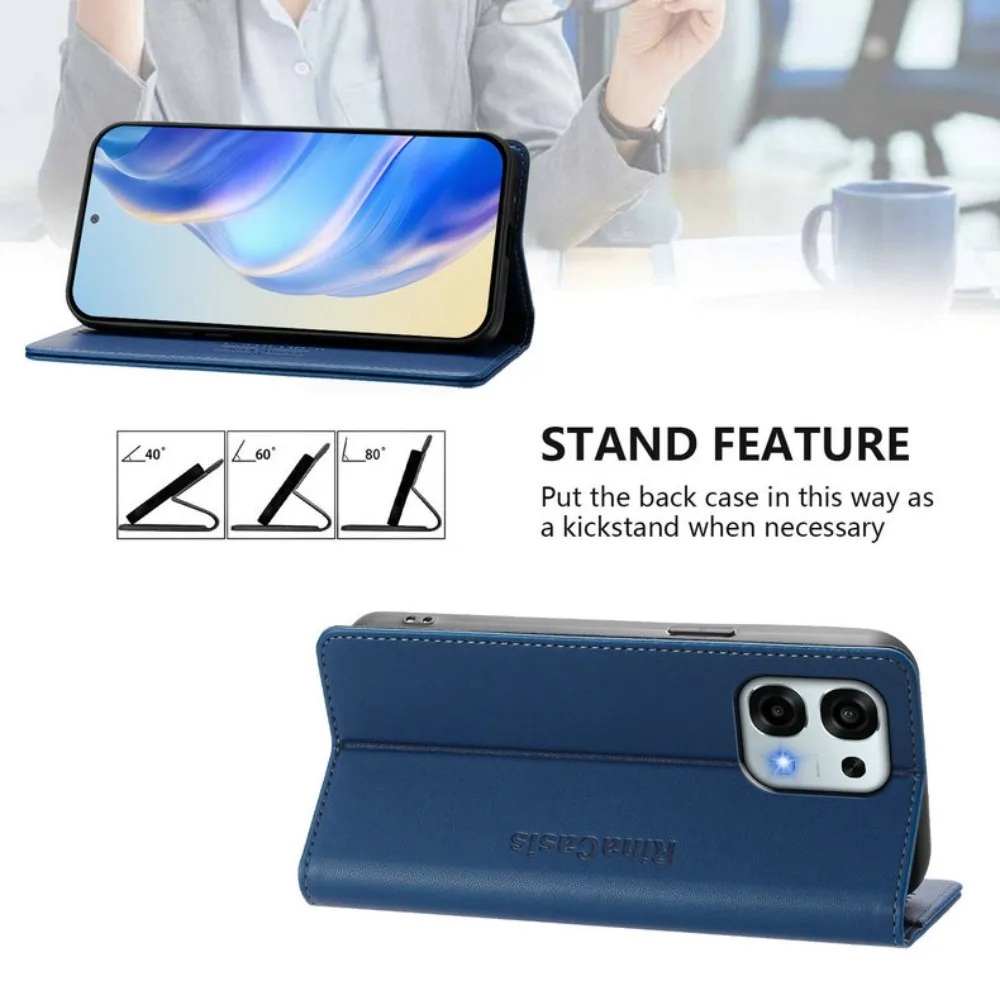 Magnetic Leather Wallet Flip Case with 360° Protection