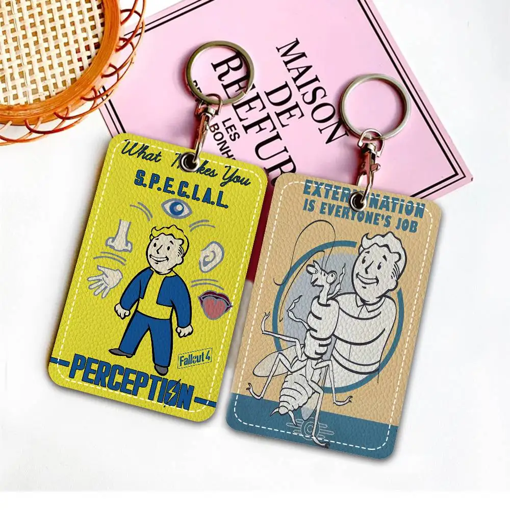 게임 F-Fallouts Vault Boys 사무용품 남성 및 여성 신용 카드 열쇠고리 학생증 ID 카드 홀더 자격증 홀더 카드