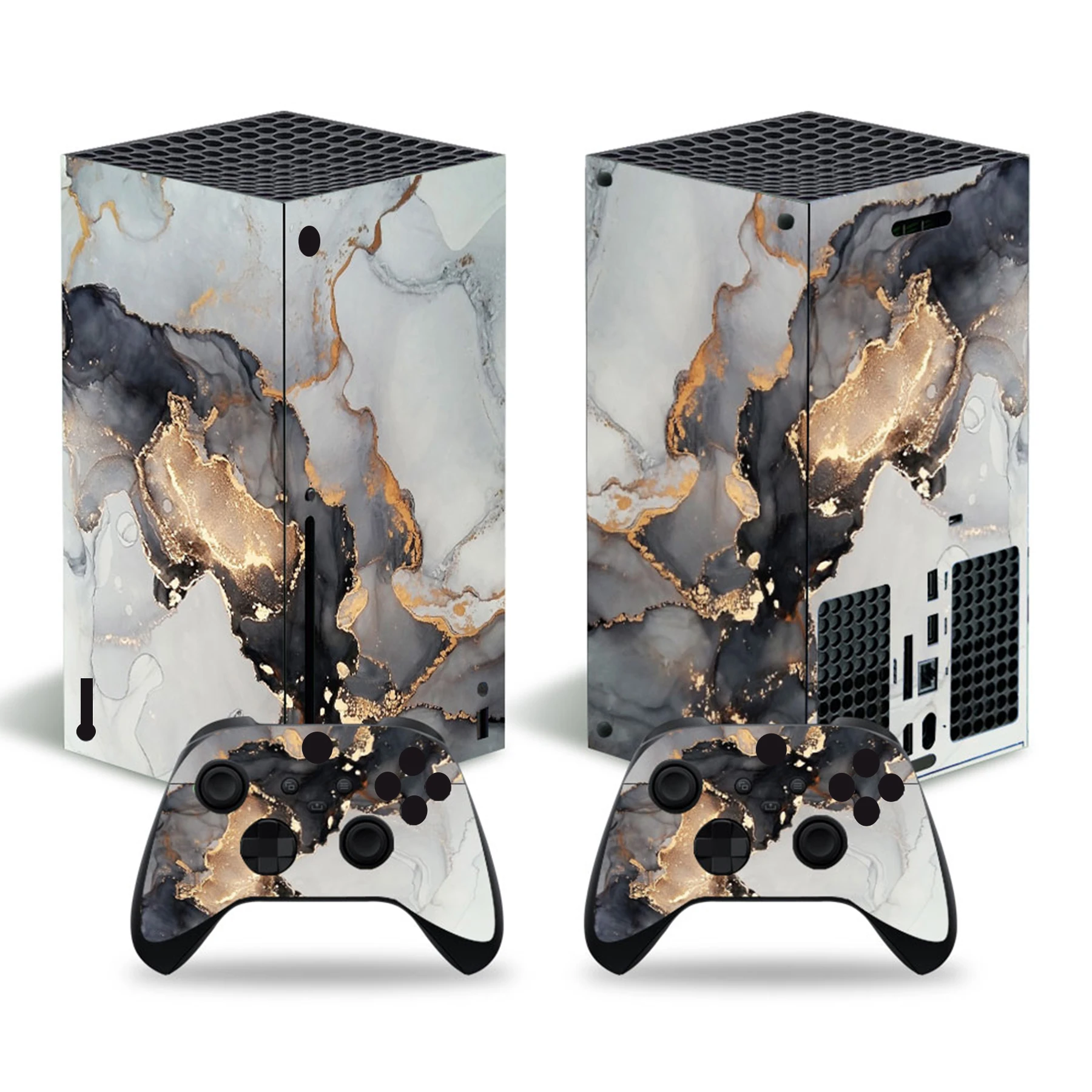 For X-box Series X Console and 2 Controllers Skin Sticker Geometric Lattice Protective Vinyl Decal Full Set for XSX Skin