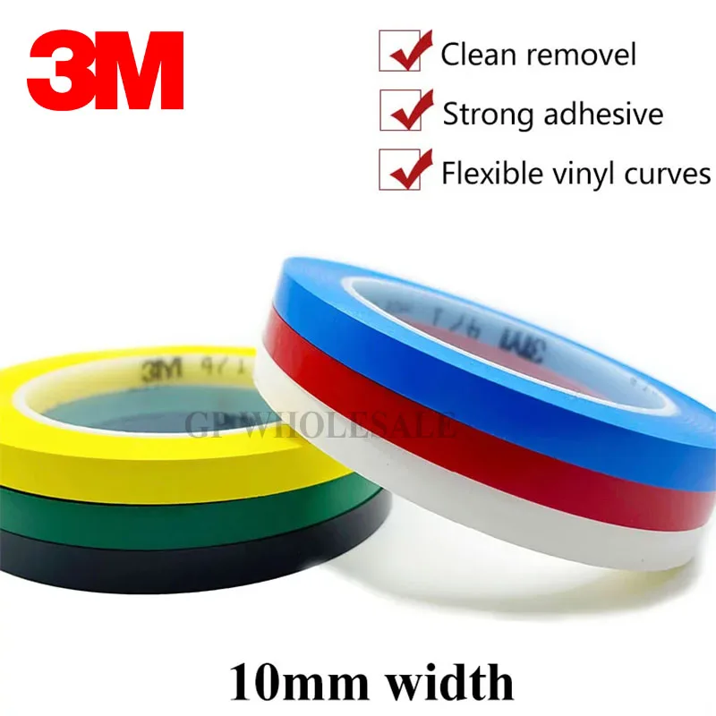 Fita de Vinil para Decoração Perfume Premium Fita Adesiva Forte Conjunto de Bundles 10 mm Comprimento Amarelo Preto Azul Branco Vermelho Verde 3m 471