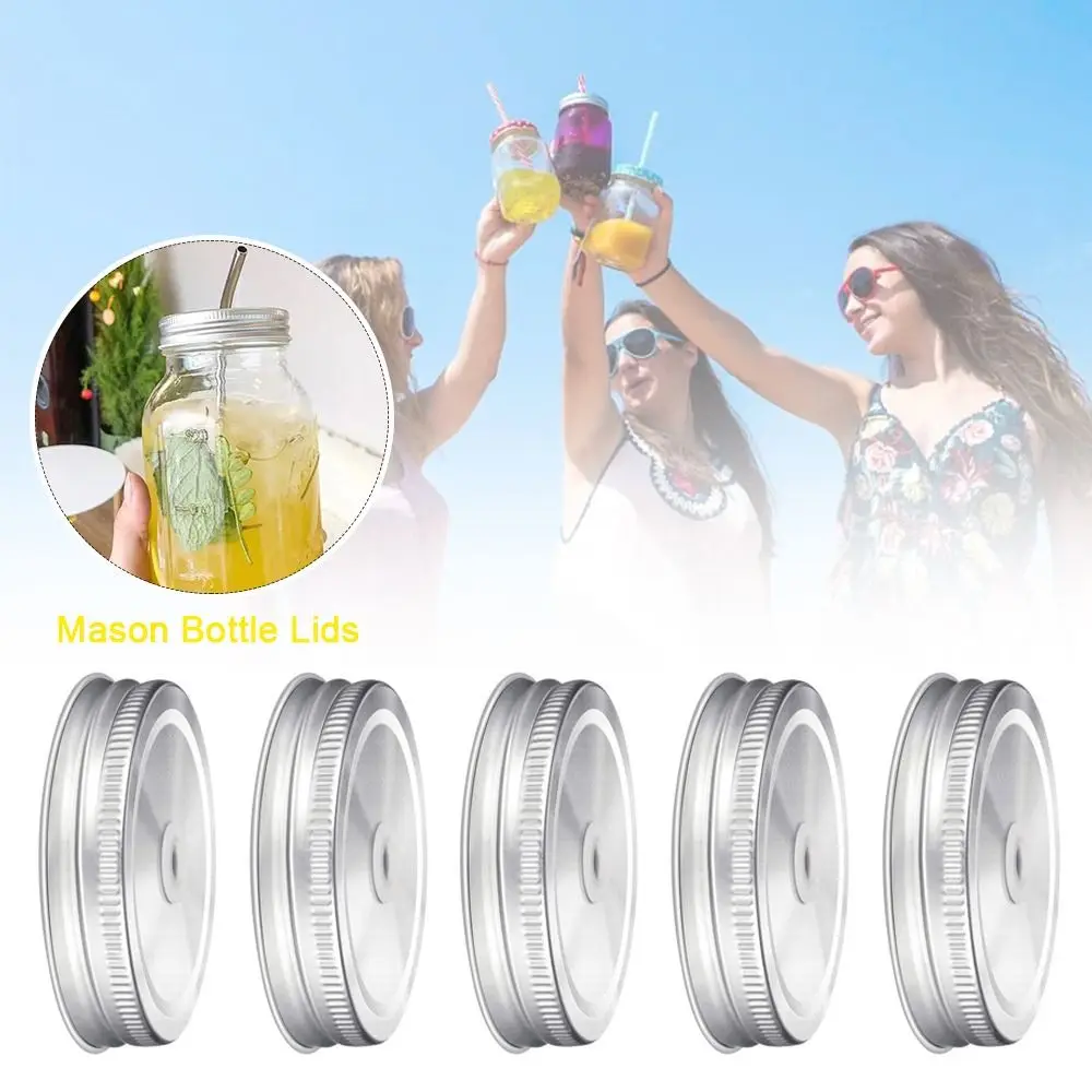 Storage Lids 10pcs Practical 70mm with Straw Hole Mason Can Rust Prevention Wide Mouth Sealing Cover Home food cover,fresh keeping cover,microwave cover,preservation cover,bowl cover