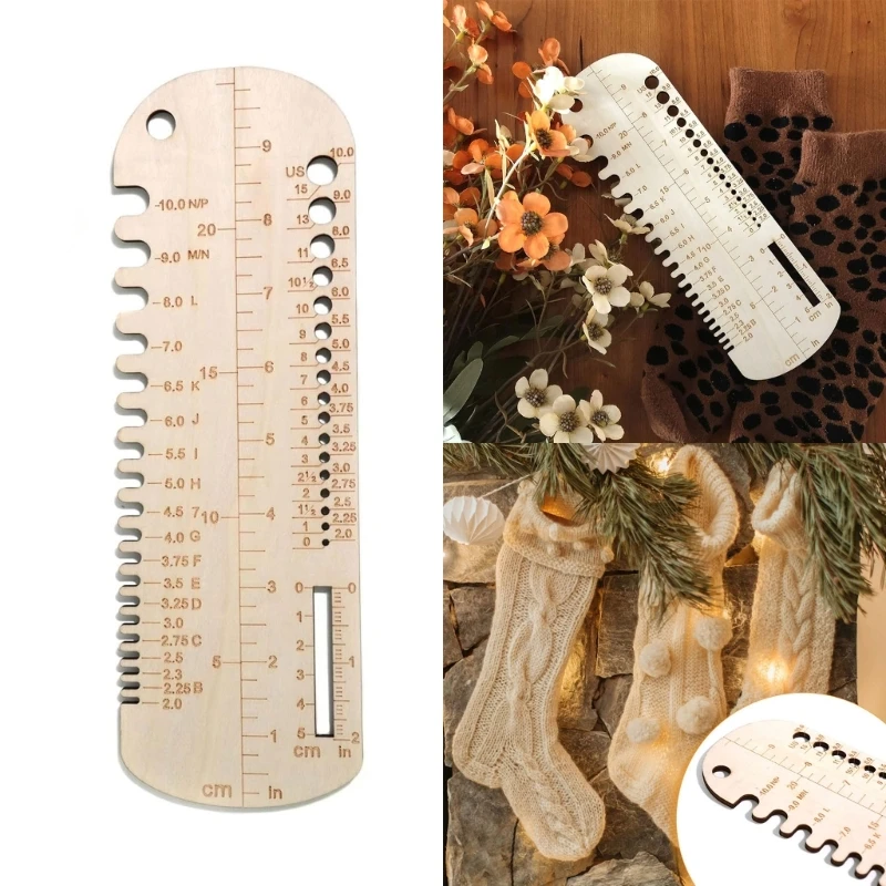 

Блокаторы носков Деревянное вязание крючком Калибр Линейка Инструмент для вязания носков