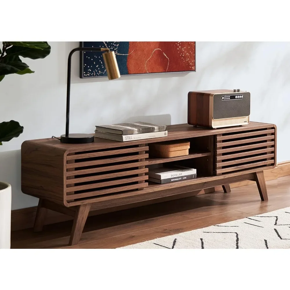 

TV Stand, Mid Century Modern Stand for 55/60/65 inch , Farmhouse Stand, Entertainment Center with Storage, TV Stands