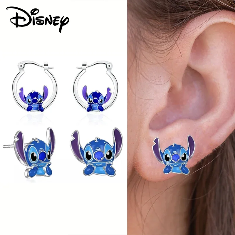 NEW hot Disney Anime Lilo & Stitch Ear Pendants Kawaii Stitch Metal Earring Delicate Female Jewelry Accessories Woman Girl Gifts