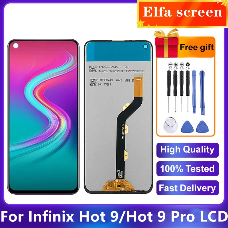 Черный, 6,6 дюйма для Infinix Hot 9 / Hot 9 Pro X655 X655C X655D X655F, ЖК-дисплей, детали для замены