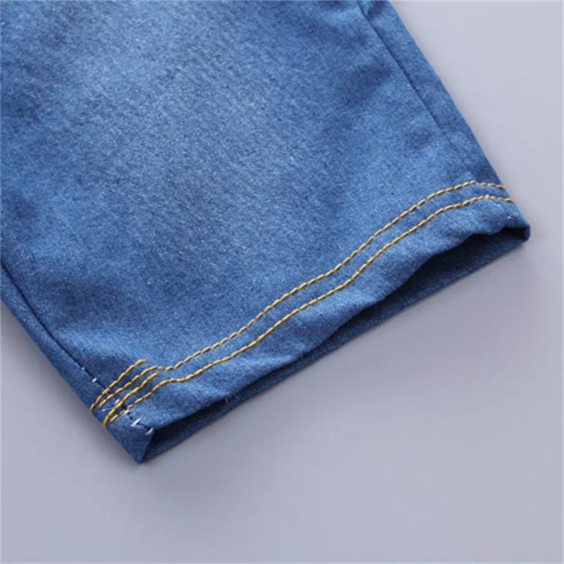 2PCS Baby Summer Fashion All over Print Letter M Pattern Short Sleeve Denim Shorts Set_voghion.com