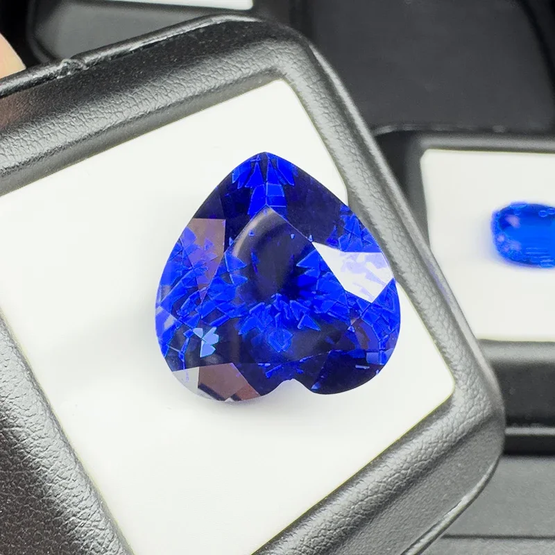 Lab Grown Sapphire Royal Blue Heart Cut 20x20mm 42.05ct VVS1 Gemstone for Diy Jewelry Making with AGL Certificate