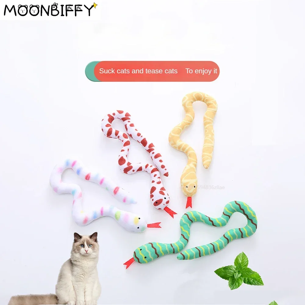 

Small Snake Shape Interactive Cat Toy Bite-resistant Add Catnip Inside Plush Toy Snake Weight 32g Skin-friendly Wool Fabric