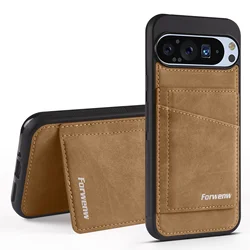 Elegant PU Leather Phone Case with Magnetic Card Slot and Holder - Google Pixel 8 Pro (Brown)