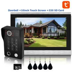 Fingerprint 5in1 Unlock Wifi Doorbell Video Intercom System For Home Doorphone Tuya Smart 1080P Touch Monitor Security Protect