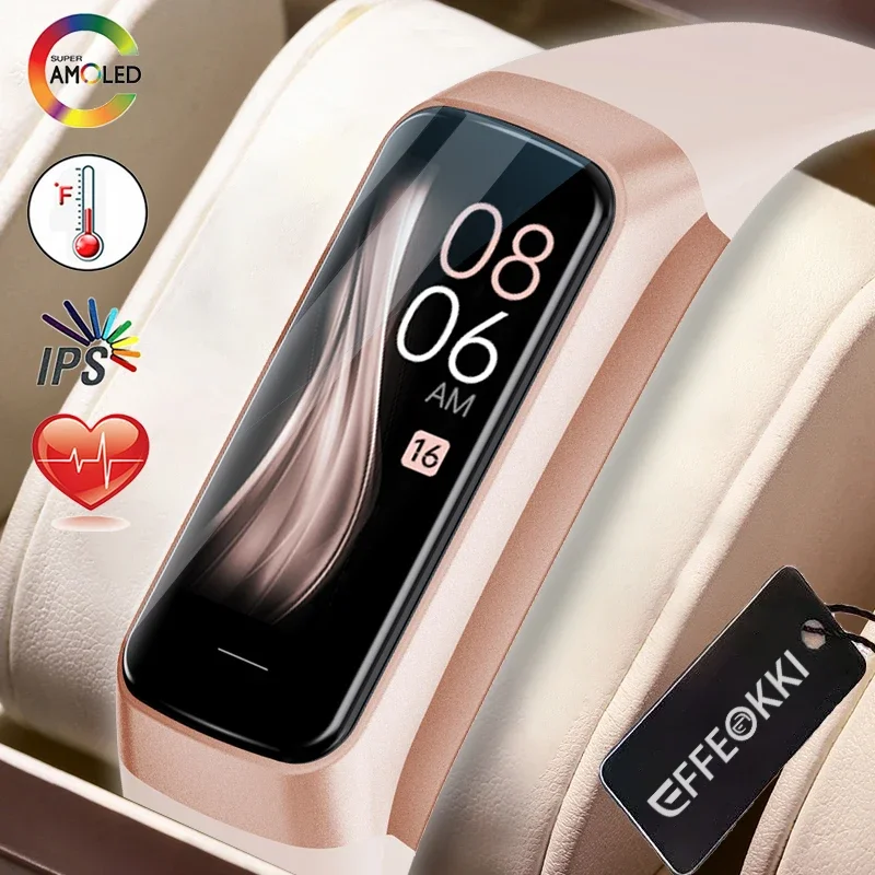 Effeokki Amoled Smart Watch Smartwatch Band Women Heart Rate Blood Waterproof Connected Smart Bracciale Health Monitor