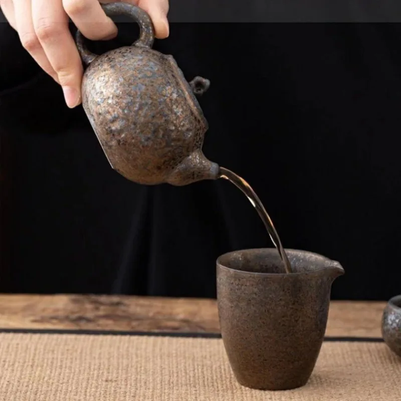 Description Picture 6 of itemRust Glazed Ceramic Teapot Kung Fu Teaware Make A Teapot Single Pot Home Tea Making Utensils Tea Art Teapots Tea Making Tools