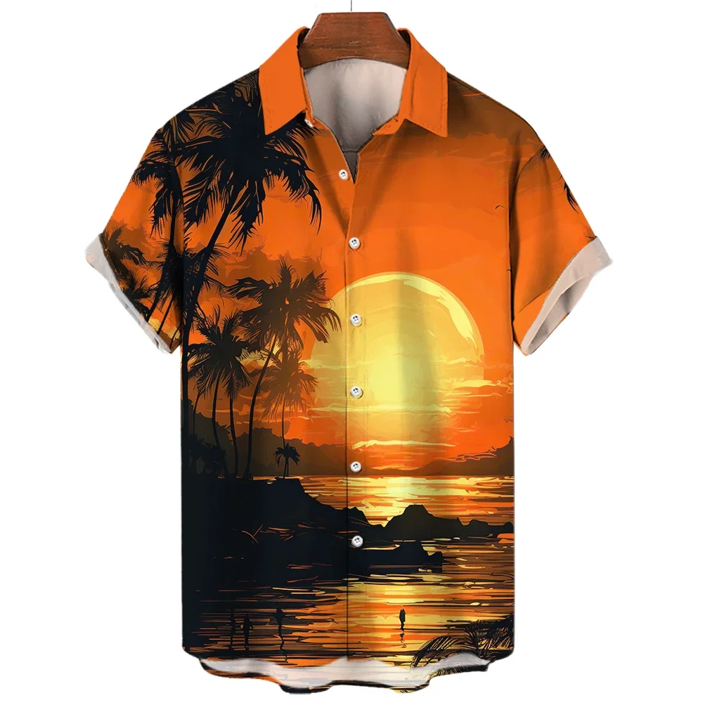 

2023 Men'S Shirts Tropical Coconut Tree Print Daily Outgoing Sweatshirt Harajuku Casual Clothing Summer Shirts For Men Men'S Top