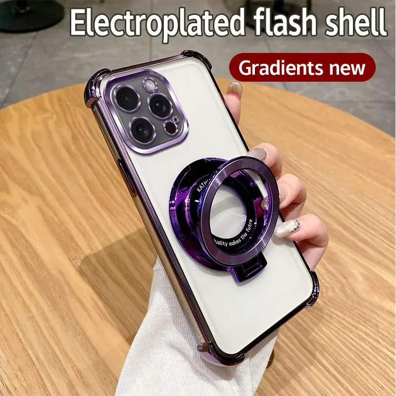 Luxury Shockproof Magnetic Clear Case with Holder Stand Cover