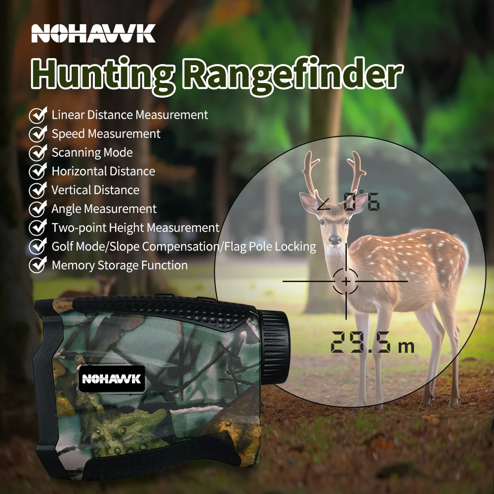 650/1090Yards Laser Range Finder for Golf & Hunting, 6X Magnification Monocular,