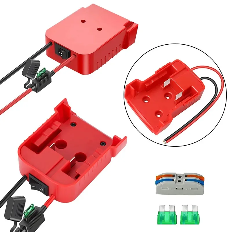 

2pcs Power Wheel Adapter for Milwaukee 18V Lithium Battery DIY Battery Adapter with ON/OFF Switch 30Amp Fuse for DIY RC Car Toy