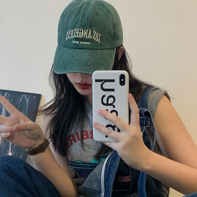 New Fashion Cotton Cap For Women Letter Embroidery Kpop Baseball Cap Female Adjustable Hat Casual Leisure Streetwear Hat