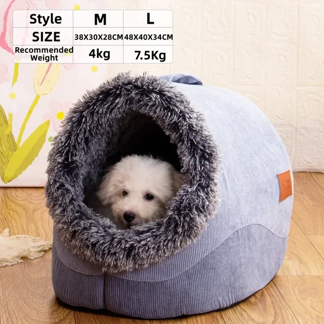 Dog/Cat  Kennel Comfortable Fall and Winter Striped Long Hair Portable Nest Warm Thickened Pet Kennel Pet Kennel Anti-scratch 4