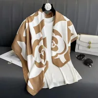 Women New Summer Twill Silk Square Scarf Big Shawl Fashion Luxury Geometric Minimalist Print Design Headscarf Scarves 1