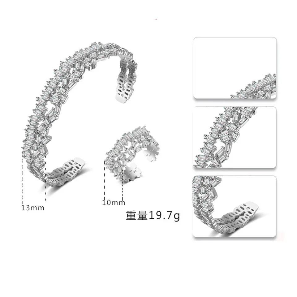 أساور زركونيا كلاسيكية لامعة AAA مكعب للنساء ، مجم...