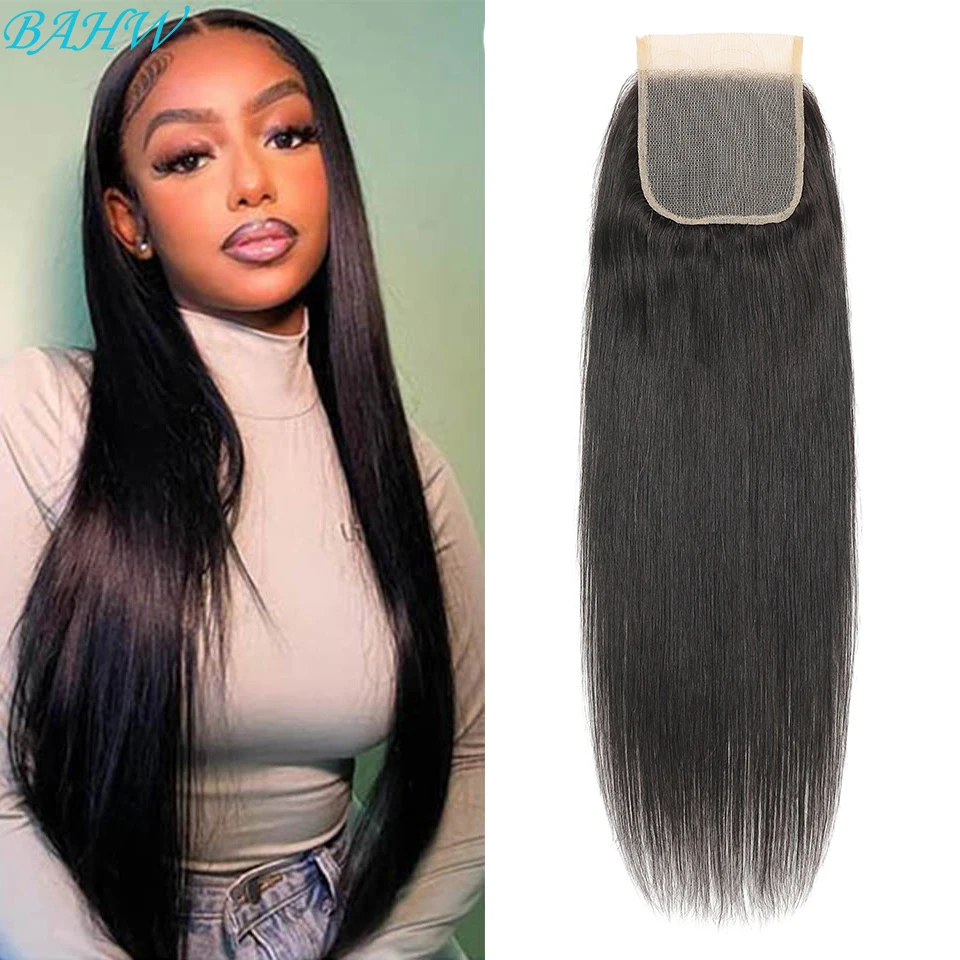 BAHW Middle/Free Part 4x4 Lace Closure Malaysian Human Hair Straight Natural Color 100% Remy Hair Lace Closure Wholesale Price