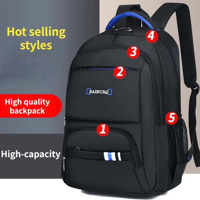 

New Men's Backpack Waterproof Oxford Cloth Business Laptop Bag Large Capacity 16 Inch Lightweight Travel Bag School Backpack