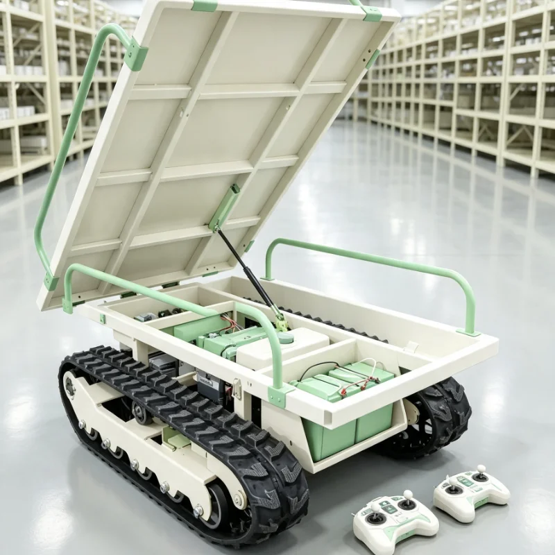 Carrello di Trasferimento Wireless con Telecomando, Alimentato a Batteria al Litio, con Vassoio Girevole, Sicuro per Pavimenti, per Officina e Strumenti di Precisione