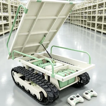Carrello di Trasferimento Wireless con Telecomando, Alimentato a Batteria al Litio, con Vassoio Girevole, Sicuro per Pavimenti, per Officina e Strumenti di Precisione
