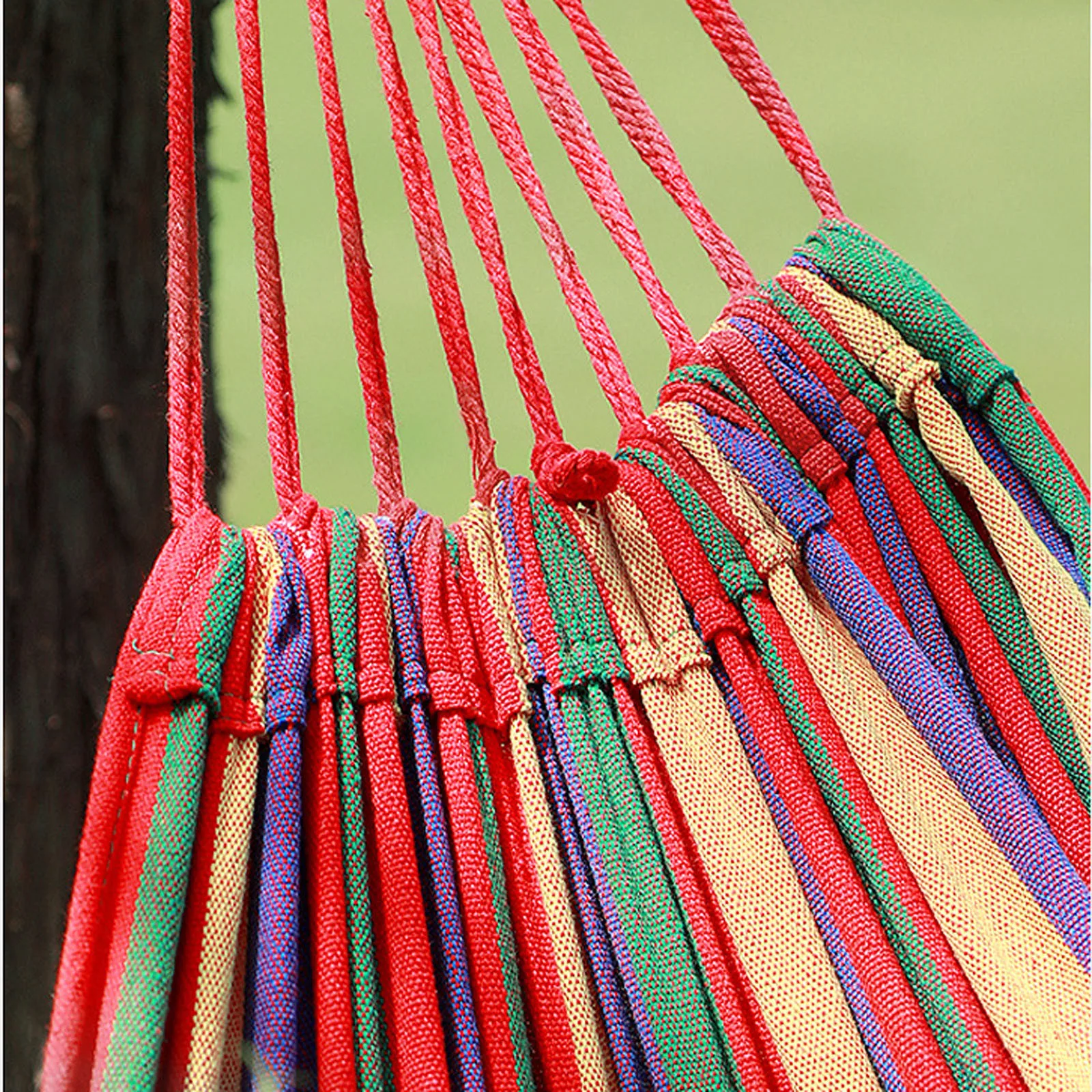 Hanging Hammock With Spreader Bar Swing Chair Outdoor Travel Camping Stripe Sleeping Hang Bed Garden Yard Patio Hammocks 6