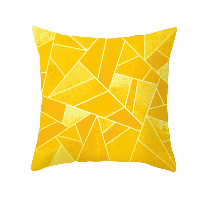 Yellow Black Geometric Pattern Square Cushion Cover Geometry Pillow Case Polyester Throw Pillows Cover For Home Decor 45x45cm 