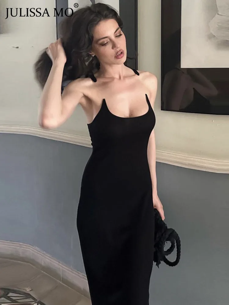 

JULISSA MO Elegant Invisible Strap Back Maxi Dress For Women Summer Sexy Slip Sleeveless Outfit Party Evening Dress Chic Vestido