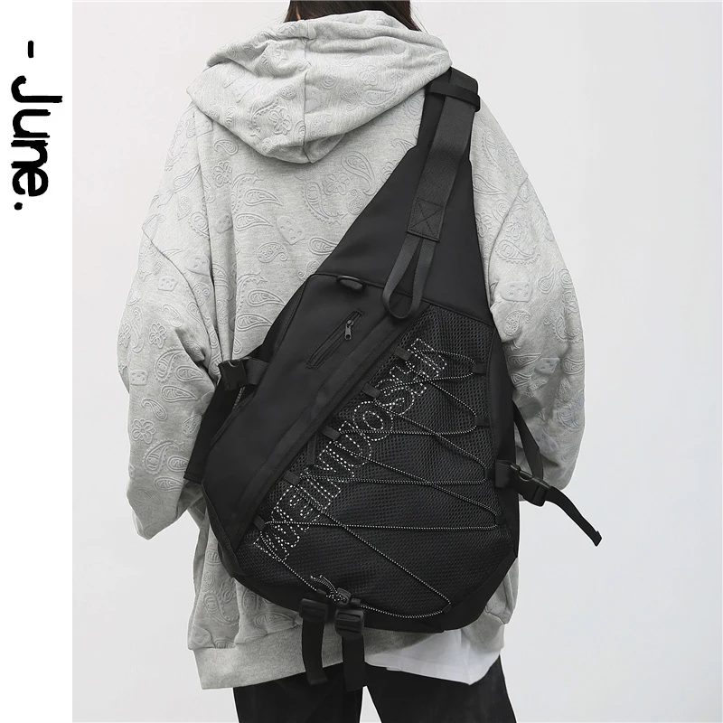 남성용 빈티지 방수 나일론 숄더백, 휴대용 학교 가방, 야외 여행 하이킹 자전거 툴링 가슴, 크로스 바디 백 