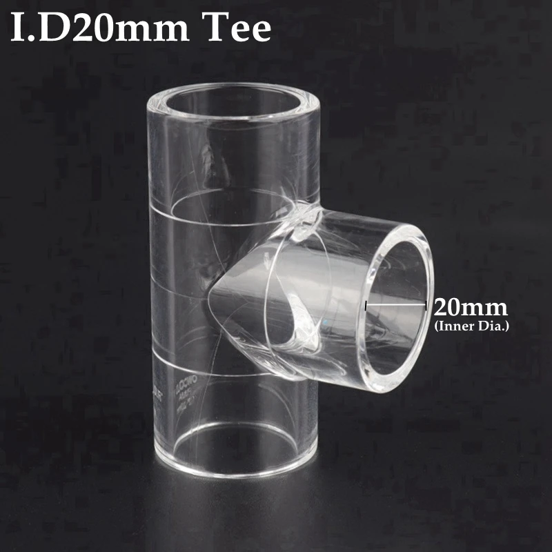 1pc 20mm Acrylic Pipe Aquarium Accessories Fish Tank Joints Connector Water Supply Elbow Coupling Tee Fittings Transparent Tube