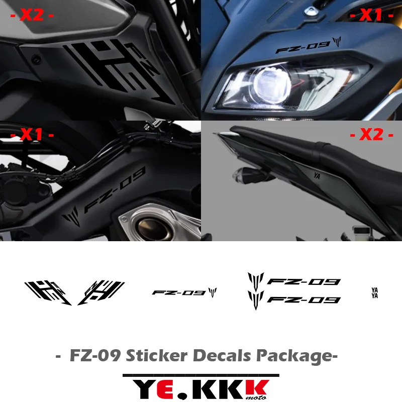 For YAMAHA FZ-09 FZ09 FZ 09 MT 09 Sticker Decals Package Front and Rear Shell Fairing Sticker Decals Hollow Custom for yamaha xt 600 z tenere 1983 1984 fairing shell sticker decal replica full car sticker decals