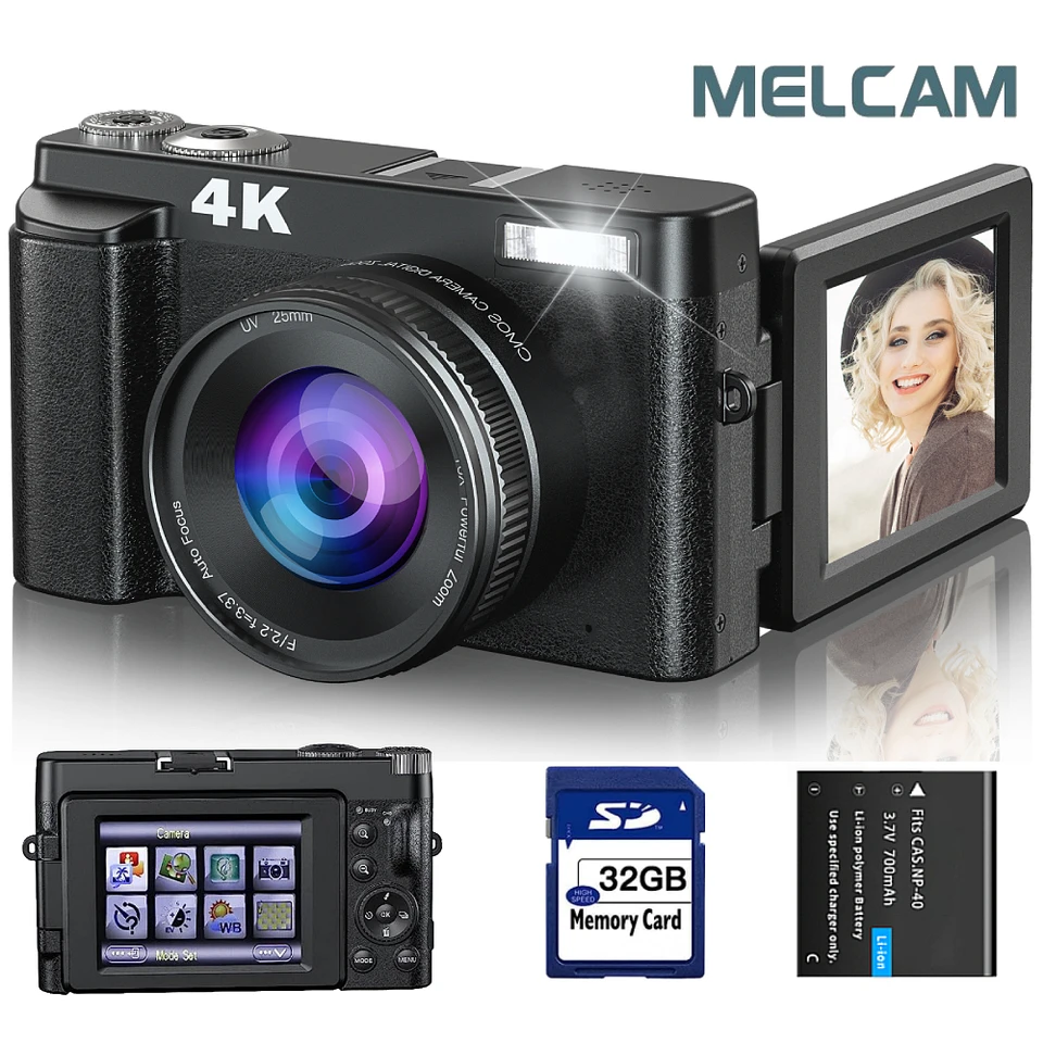 INF Digitale camera 4K 48MP 16x zoom webcam met 32GB geheugenkaart INF Digitale camera 4K 48MP 16x zoom webcam met 32GB geheugenkaart