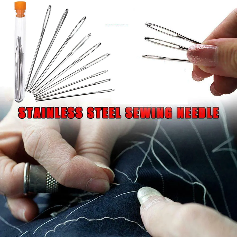 Handmade Stainless Steel Stitch Darning Stitchery Leather Embroidery Tool Knitting Needle Sewing Accessories Sewing