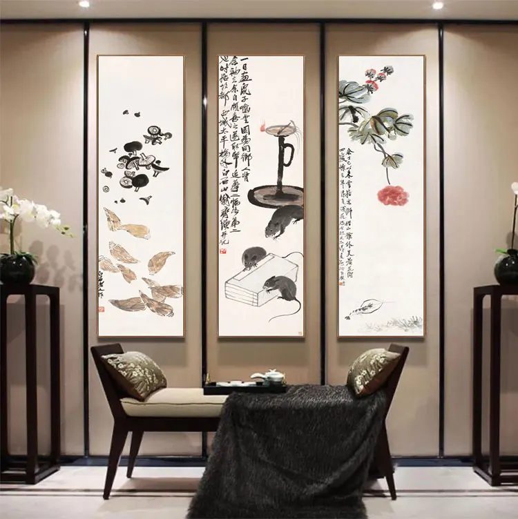 

New Chinese Style Abstract Landscape Canvas Painting Modern Mountains Boat Posters and Prints Wall Art Picture For Living Room