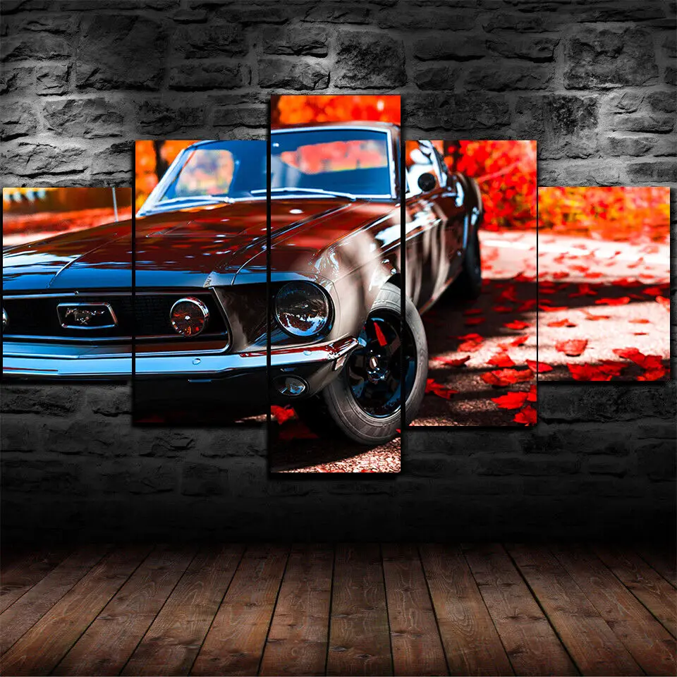 

Classic Vintage Ford Mustang Car 5Pcs Wall Art Canvas Posters Paintings for Living Room Home Decor Picture Decoration