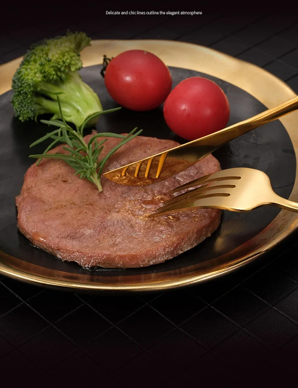 

Кухонная посуда, столовая посуда, черный подарок, ручка, золотые праздничные стальные столовые приборы, ложка, столовый набор из 24 шт., вилка, нож