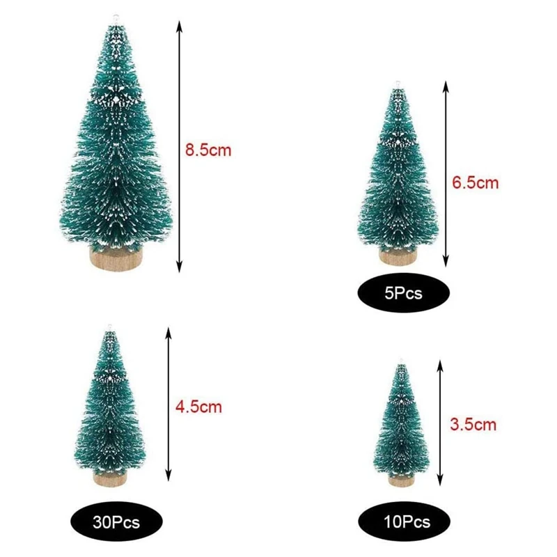 Miniature Ornament 50PCS Miniature Artificial Christmas Tree Small Snow Frost Trees Pine Trees Christmas DIY Party Decoration Crafts