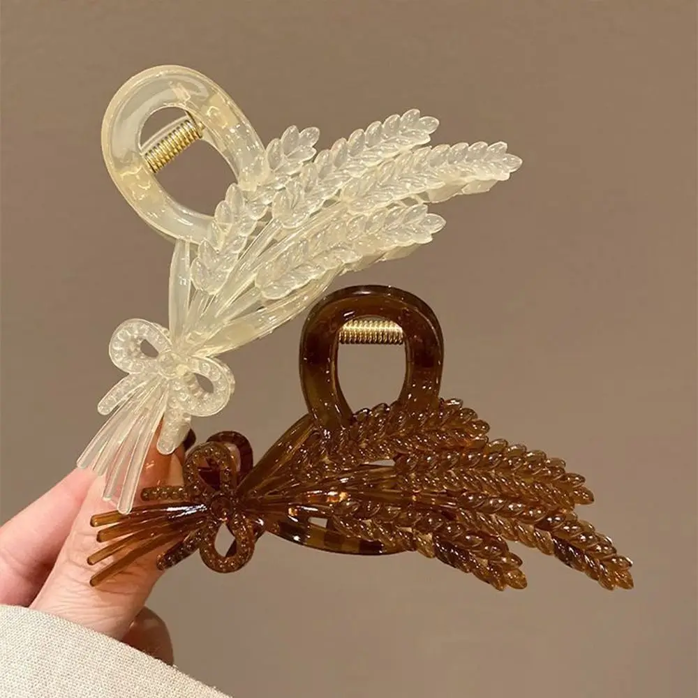 

Hairpins Acrylic New Crab Claw Lucky Heardress Ponytail Holder Leaf Hair Claw Women Hair Clips Korean Shark Clip Wheat Ear