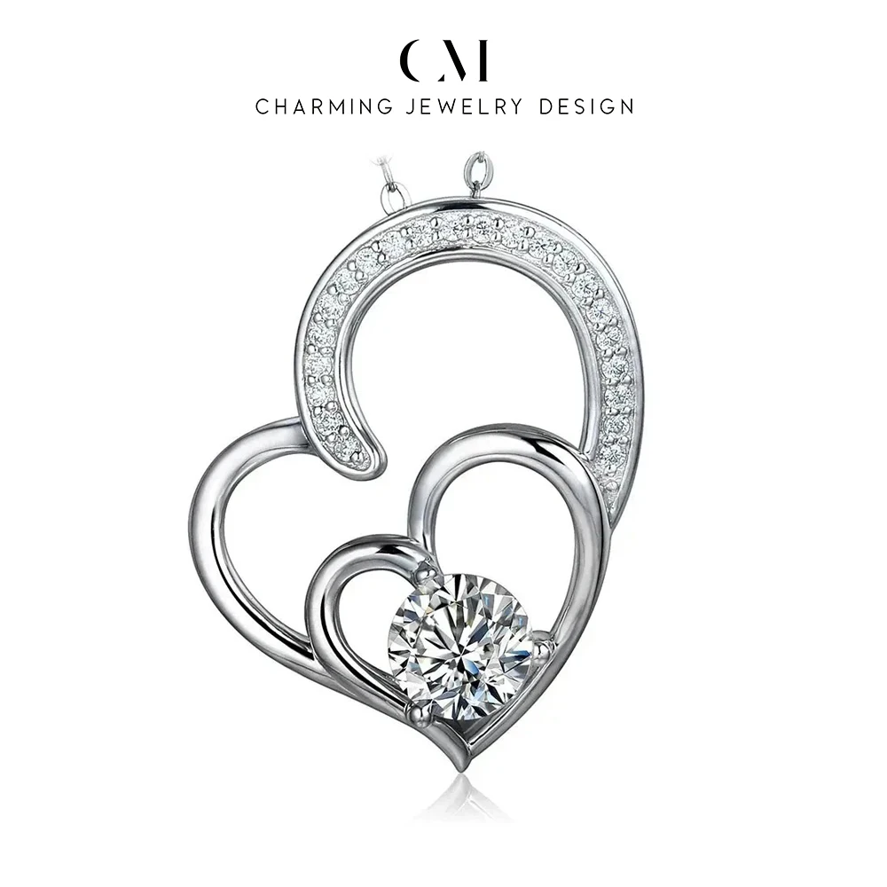 

CHARMING D VVS1 Color Love Heart 6.0mm 925 Sterling Silver Moissanite Diamond Gemstone Pendant Necklace Jewelry With Certificed