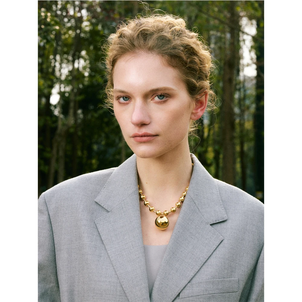 Yhpup Beads Chain Necklace Stainless Steel